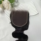 Closure Human Hair 5X5 Hd Lace Closure Skinlike Transparent Frontal Human Hair 16 zoll 0.095Mm Ultra-Thin Invisible Swiss Hd Lace Only Bleached Small Single Knots Raw humanhair