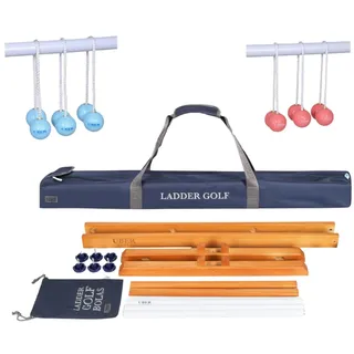 DOCTOR SPORT Profi Leitergolf Spiel Outdoor-Spiel mit echte Golfbällen, Holzgestell und Transporttasche, und Bolas-Tasche offizielle Größen (Sky- Coral)