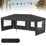 XMTECH Faltpavillon 3x6 Gartenpavillon Faltbar Pavillon mit 4 Seitenteilen, Höhenverstellbar 2,4m - 2,6 m Partyzelt Gartenzelt für Outdoor Garten Hochzeit, Stabil, UV-Schutz, Wasserdicht, Anthrazit