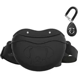 AWINNER Leckerli-Tasche für Hunde – Premium-Silikon – Upgrade 4 starke Magnete, verbesserter Magnetverschluss, verstellbarer Hüftgurt – ideal für Welpentraining und Spaziergänge im Freien (schwarz)