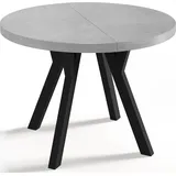 ESSTISCH Twixy runder ausziehbarer, Grauer Beton 100-200/100/76 cm