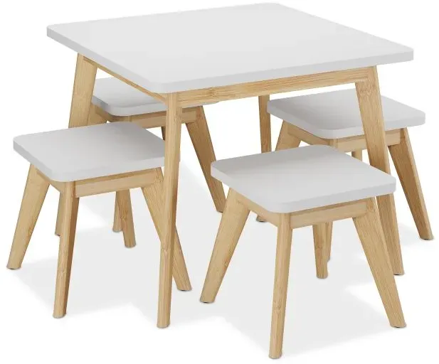 Relaxdays 5-teilige Kindersitzgruppe Weiß,Hellbraun