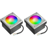 ledscom.de 2x LED Pflasterstein NEOLUM für außen, IP67, eckig, 10 x10cm, inkl. GX53 RGB Leuchtmittel, 670lm, Smart Home