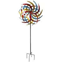 Mojawo XXL Metall Windrad Tricolor 210 x 61 cm Rot/Gelb/Petrol