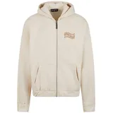 dropsize Heavy Oversize Mirrored Logo Zip-Hoodie in Beige, Größe M