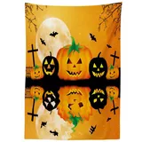 Abakuhaus Tischdecke Farbfest Waschbar Für den Außen Bereich geeignet Klare Farben, Halloween Scary Pumpkin orange|schwarz 140 cm x 200 cm