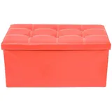 Rebecca Mobili Pouf mit Stauraum Kunstleder 38 x 76 x 38 cm Rot
