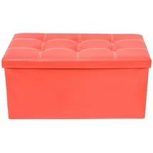 Rebecca Mobili Pouf mit Stauraum Kunstleder 38 x 76 x 38 cm Rot