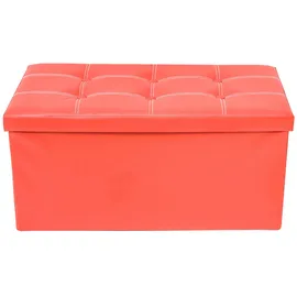 Rebecca Mobili Pouf mit Stauraum Kunstleder 38 x 76 x 38 cm Rot