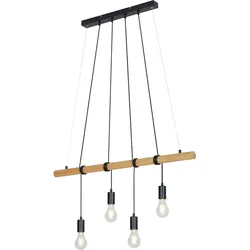 BRILONER LEUCHTEN Pendelleuchte "Pendelleuchte, Holz / Metall schwarz, 4xE27/max. 25W", schwarz, holzfarben, Lampen, Pendellampe