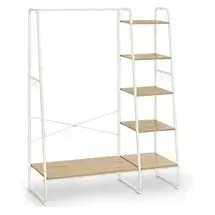 VASAGLE Garderobenständer 45 x 120 x 160 cm Eichenfarben-Mattweiß