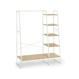 VASAGLE Garderobenständer 45 x 120 x 160 cm Eichenfarben-Mattweiß