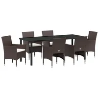 VidaXL 7-teiliges Garten Essstuhl-Set Braun Poly-Rattan