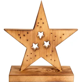 NÄVE LED-Holzstern 29 cm beige