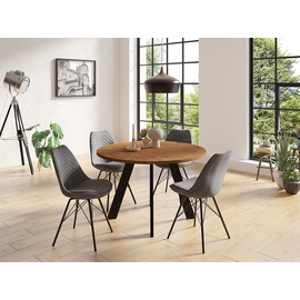 byLIVING Tara (1 St.), ausdrucksstarke Tischplatte Akazie, Natur/Gestell Metall schwarz/Küchentisch für bis zu 5 Personen/Braun/D 120 cm