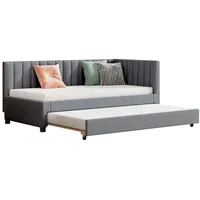 HAUSS SPLOE Schlafsofa 90x200cm mit ausziehbares Schlafsofa, Lattenrost, Samtstoff Grau, Ausziehbares Schlafsofa, Multifunktionsbett mit Lattenrost, ohne Matratze grau