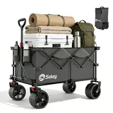 Sekey XXL Plus Bollerwagen Faltbar mit Breiten All-Terrain-Rädern 200KG 200L Grau