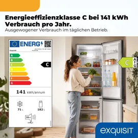 Exquisit KGC5265-70-NF-040C Kühl-Gefrierkombination (253 l, 1805 mm hoch, Silber)