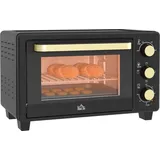 Homcom Minibackofen 16 L 1400W 100-230°C 60 Min. Timer, mit Grillrost, Innenbeleuchtung, Tablettgriff,