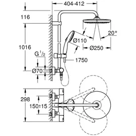 Grohe Vitalio Start 250 Duschsystem mit Thermostatbatterie für die Wandmontage Chrom