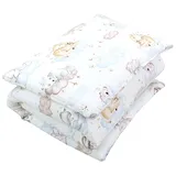 TupTam Kinder Gemusterte Bettdecken Set Ganzjahresdecke Bettdecke Kopfkissen Flachkissen 2tlg., Farbe: Tiere auf Wolken, Größe: 135x100 cm