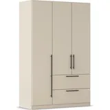 Kleiderschrank RAUCH "Drehtürenschrank Schrank Garderobe Wäscheschrank Schlafzimmer AVOLA", beige (beige (champagner)), B:136cm H:197cm T:54cm, Holzwerkstoff, Schränke, Kleiderschrank, mit hochwertigen Stangengriffen aus Metall in Schwarz MADE IN GERMANY