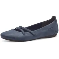 TAMARIS Ballerina »Caterina«, Flats, Festtagsmode, Slipper mit Gummizugriemchen, blau
