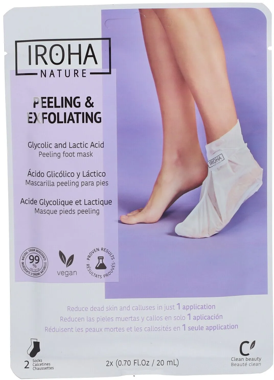 Iroha Nature Glykolsäure-Peeling- und Peeling-Socken