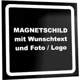Kiwistar Magnetschild personalisiert - mit Wunschtext Foto und Logo bedruckt - Fahrzeugmagnet für Auto KFZ LKW Transporter Wohnmobil (schwarz, 20x20 cm)