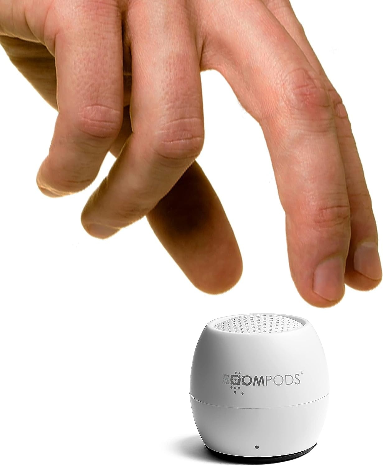 Boompods Zero Talk Mini tragbarer Bluetooth Lautsprecher mit Amazon Alexa - Outdoor klein, IPX6 wasserdicht, Mikrofon, 5 Std Spielzeit, Portable Speaker für Dusche, Reisen, Auto, Weiß