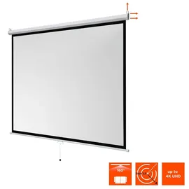 Celexon basic Rollo-Leinwand 135" | 240x240 cm 1:1 | ausziehbare Full-HD 4K Beamer-Leinwand für Heimkino oder Büro-Präsentationen | Projektionsl...