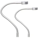Kalb Material Für Möbel LED Bettleuchte Leseleuchte Bettlampe Flexleuchte chrom silbergrau Touch Schalt, Farbe:silbergrau/alu eloxiert, Größe:2er Set