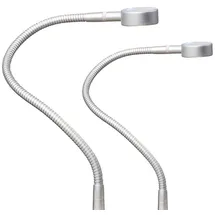 Kalb Material Für Möbel LED Bettleuchte Leseleuchte Bettlampe Flexleuchte chrom silbergrau Touch Schalt, Farbe:silbergrau/alu eloxiert, Größe:2er Set