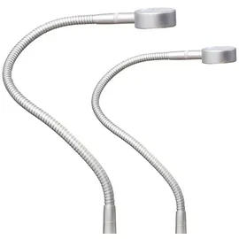 Kalb Material Für Möbel LED Bettleuchte Leseleuchte Bettlampe Flexleuchte chrom silbergrau Touch Schalt, Farbe:silbergrau/alu eloxiert, Größe:2er Set