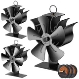 BlingBin Kaminventilator Ofenventilator Ohne Strom mit 5/6 Flügel Leiser Betrieb für Holzofen, Kamin Ventilator für Holzofen Pelletofen Kamin Ventilator