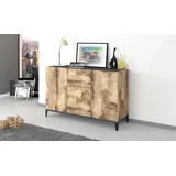 Dmora - Kommode Giorgio, Küchen-Sideboard mit 3 Türen und 1 Schublade, Wohnzimmer-Buffet, Küchen-Sideboard, 100 % Made in Italy, 120 x 40 x 82 cm, Schiefer und Ahorn