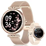 LIGE Fitnessuhr Damen, AMOLED HD Touchscreen Smartwatch Damen, IP68 Smartwatch Damen Wasserdicht, 120+Sportuhr Damen, Frauengesundheit/Bluetooth-Anrufe/Kalorien, Android iOS Smartwatch Damen Rund