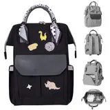 KIKKABOO Wickeltasche Myla Rucksack, Wickelunterlage, abnehmbare Abzeichen Dino schwarz