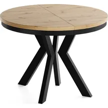 WFL GROUP Runder Ausziehtisch 80-130 x 77 cm Hellbraun