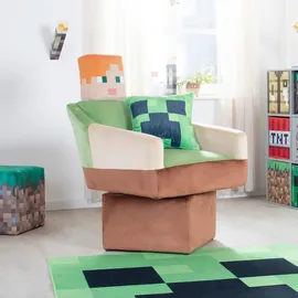 Phoenix Drehsessel Minecraft Samt 69 x 96 x 75 cm Braun/Grün mit Kopfstütze
