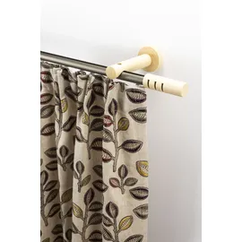 GARESA Gardinenstange GARESA "PEMPIA", beige (mattchromfarben, natur), L:220cm Ø:20mm, Holzwerkstoff, Metall, Gardinenstangen, Vorhanggarnitur, verlängerbar, Knopf m.Ausschnitte