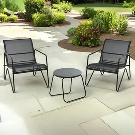 AMBIANCE Gartenmöbelset, Tisch mit Stühlen - Schwarz