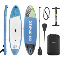 Gymrex Stand Up Paddleboard - aufblasbar - 105 kg - hellblau- Doppelkammer - 302 x 81 x 38 cm