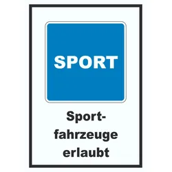 Sportfahrzeuge erlaubt Sportboote Symbol und Text A5 (148x210mm)