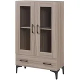 [en.casa] Vitrine Sonoma Eiche, Holzwerkstoff, Glas, 1 Schubladen, Rechteckig, 70x115x31 cm Sonoma-Eichenoptik