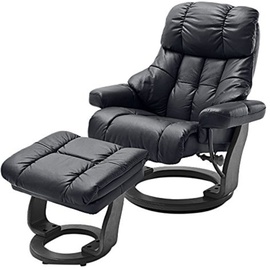 MCA Furniture Robas Lund Relaxsessel Calgary XXL mit Hocker, bis 180 kg belastbar, Echtleder schwarz,