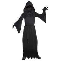 Amscan - Kinderkostüm Phantom der Dunkelheit, schwarze Robe mit Kapuze, schwarzer Geist, Sensenmann, Halloween, Karneval, Mottoparty, 12-14 Jahre