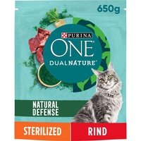 PURINA ONE Dual Nature Katzenfutter trocken für kastrierte Katzen mit Spirulina, reich an Rind, 6er Pack (6 x 650g)