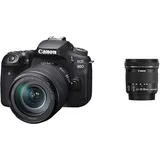 Canon EOS 90D Spiegelreflexkamera - mit Objektiv EF-S 18-135mm F3.5-5.6 is USM & EF-S 10-18mm F4.5-5.6 is STM Ultraweitwinkel Objektiv (67mm Filtergewinde) schwarz