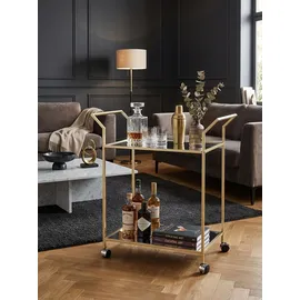 KADIMA DESIGN Servierwagen in Gold, Verspiegelte Ablageflächen. | KADIMA DESIGN